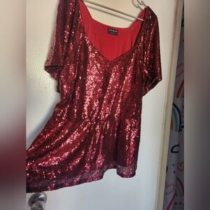 Sparkling Red Sequin Blouse